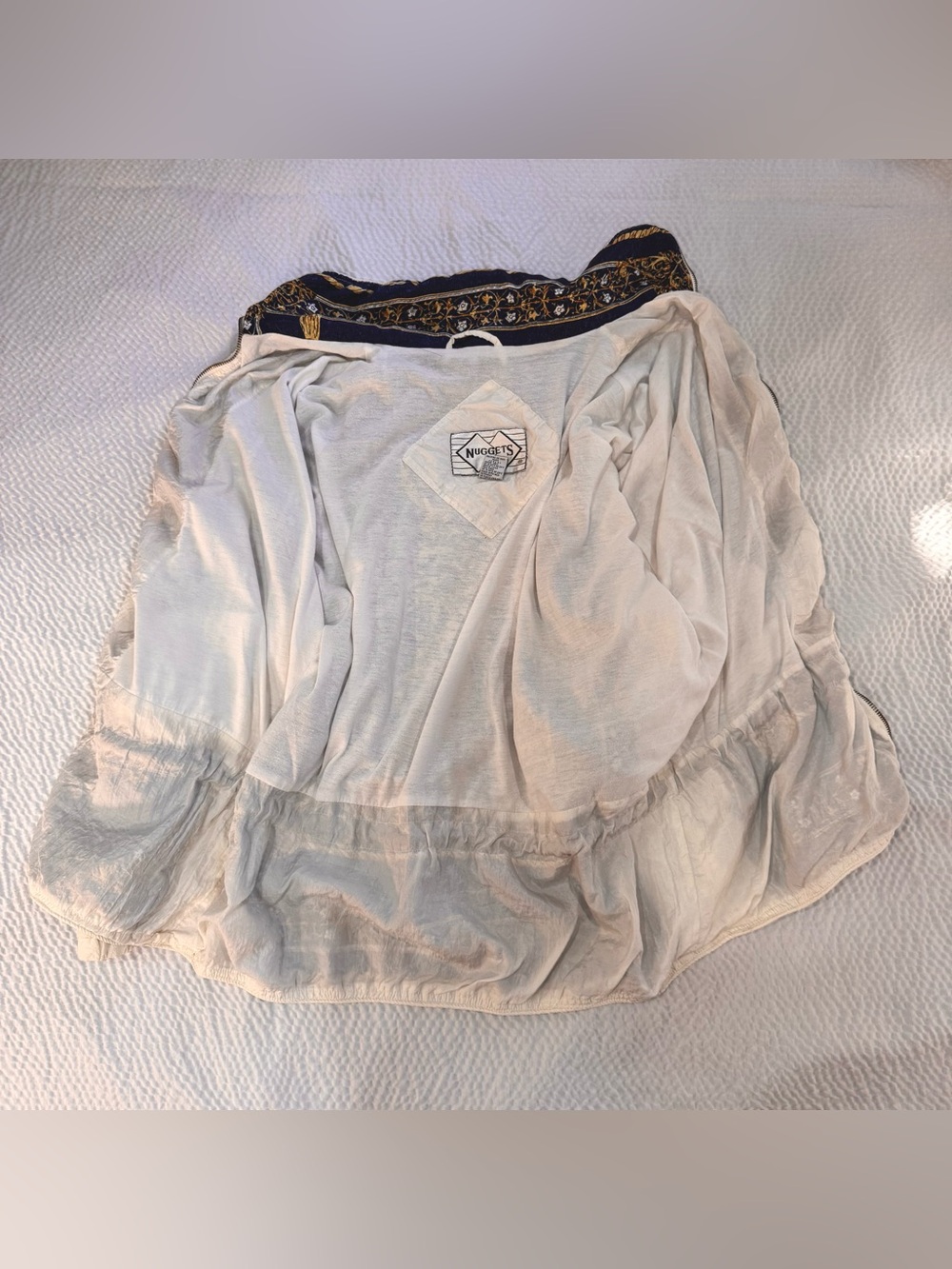 Vintage 80s 90s Nuggets Ornate Gold Blue Baroque Style Windbreaker Jacket Medium - Picture 3 of 5